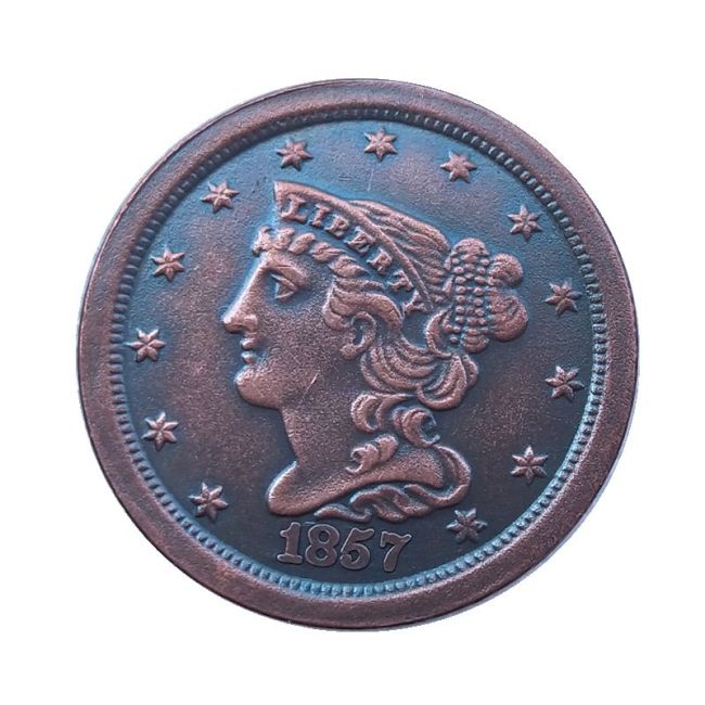 US 1857 Braided Hair Half Cent Copper Copy Coin