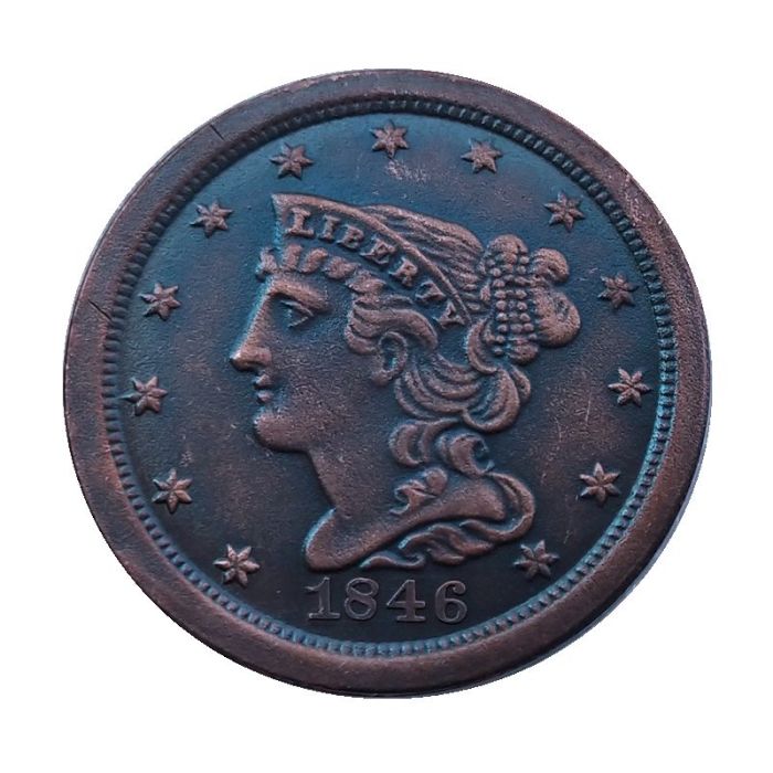 US 1846 Braided Hair Half Cent Copper Copy Coin
