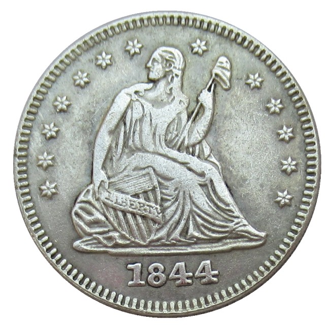 US 1844 P/O SEATED LIBERTY QUARTER DOLLARS Silver Plated Coins COPY