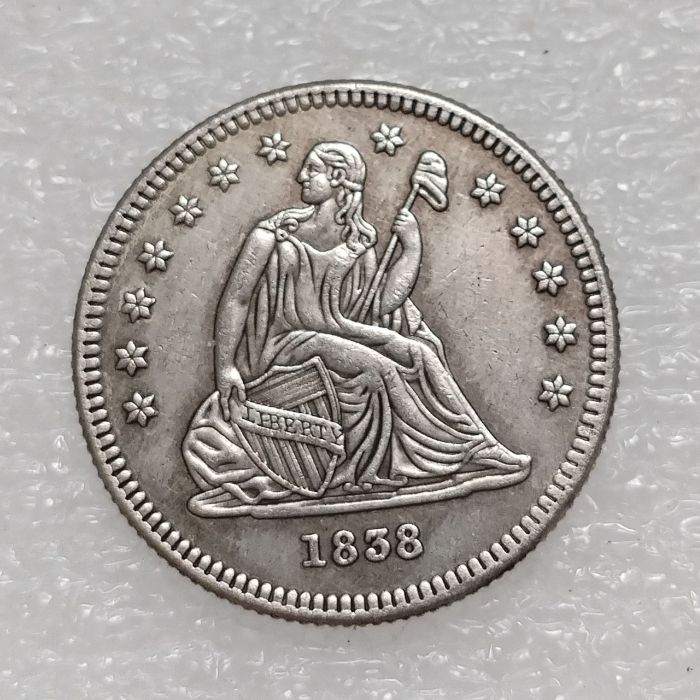 US 1838 O SEATED LIBERTY QUARTER DOLLARS Silver Plated Coins COPY