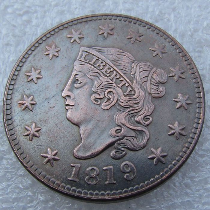 US 1819 Coronet Head Cent 100% Copper Copy Coin