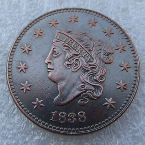 US 1838 Coronet Head Cent 100% Copper Copy Coin