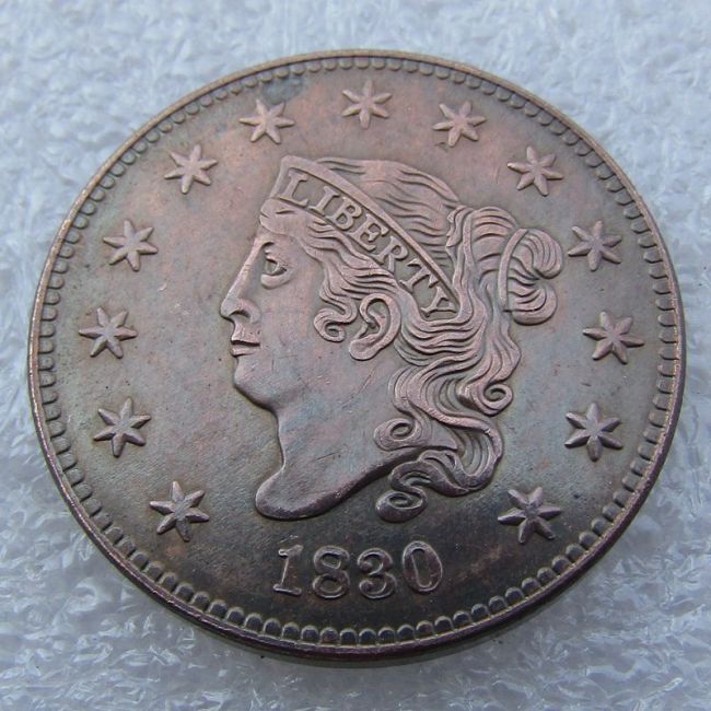 US 1830 Coronet Head Cent 100% Copper Copy Coin