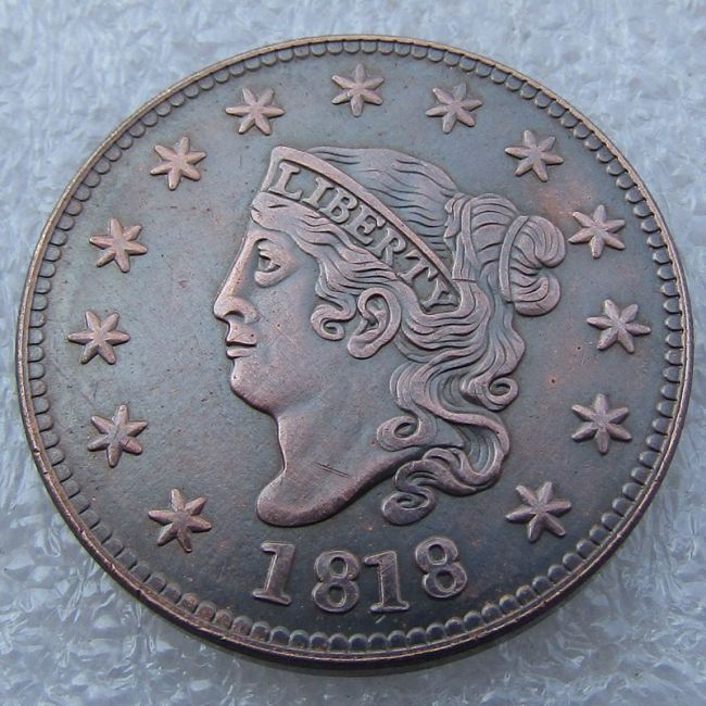 US 1818 Coronet Head Cent 100% Copper Copy Coin