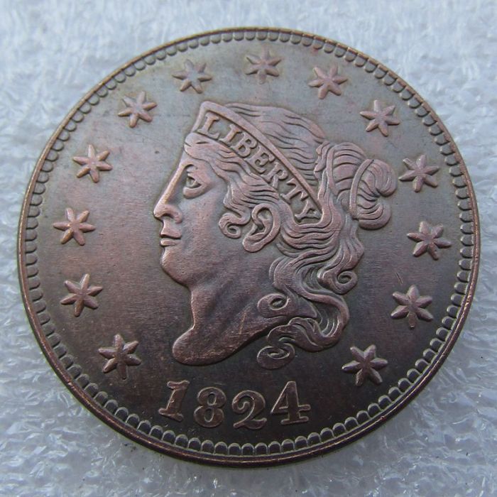 US 1824 Coronet Head Cent 100% Copper Copy Coin