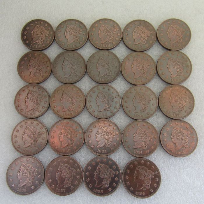 US 1816-1839 24pcs/lot Coronet Head Cent 100% Copper Copy Coin