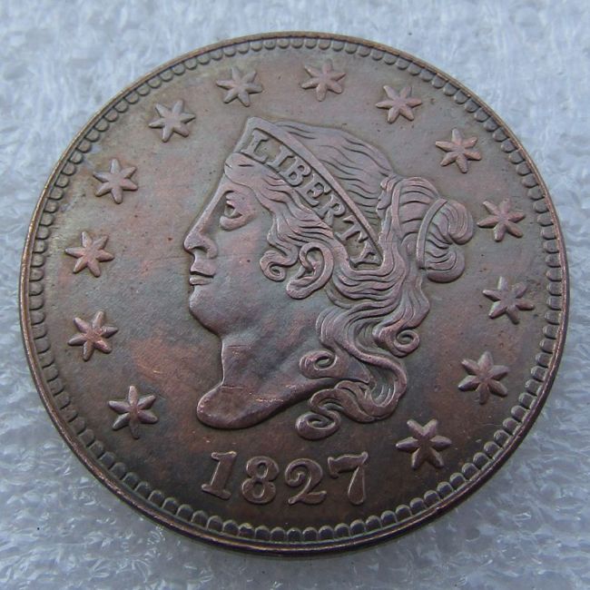 US 1827 Coronet Head Cent 100% Copper Copy Coin