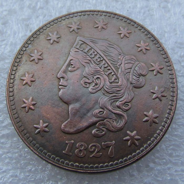 US 1827 Coronet Head Cent 100% Copper Copy Coin