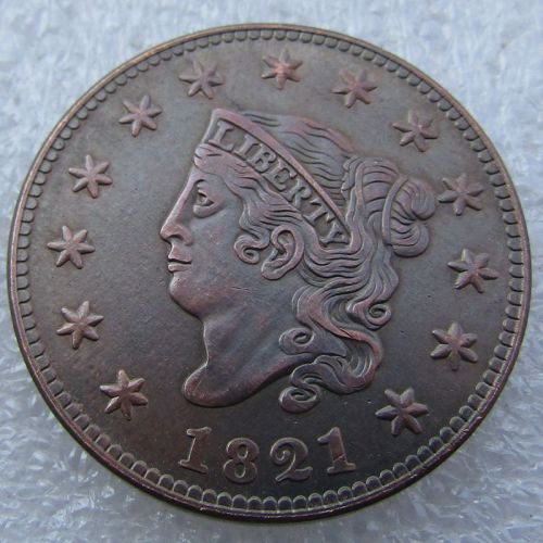 US 1821 Coronet Head Cent 100% Copper Copy Coin