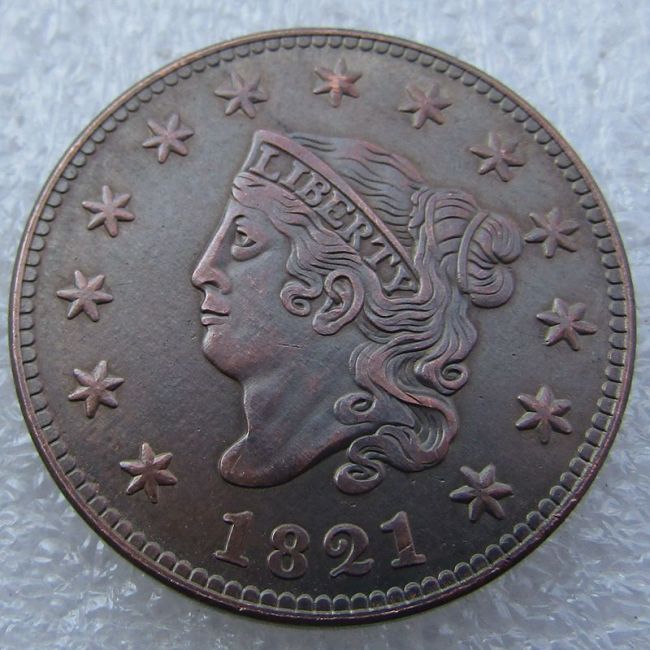 US 1821 Coronet Head Cent 100% Copper Copy Coin