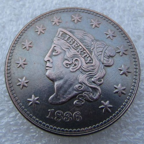 US 1836 Coronet Head Cent 100% Copper Copy Coin