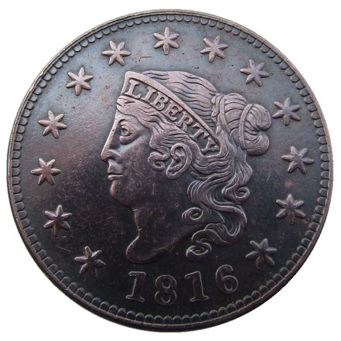 US 1816 Coronet Head Cent 100% Copper Copy Coin