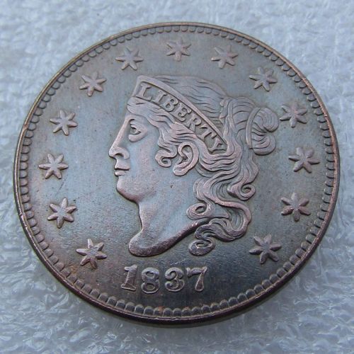 US 1837 Coronet Head Cent 100% Copper Copy Coin