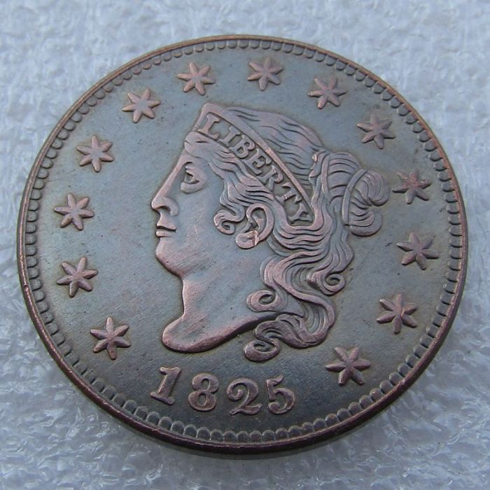 US 1825 Coronet Head Cent 100% Copper Copy Coin