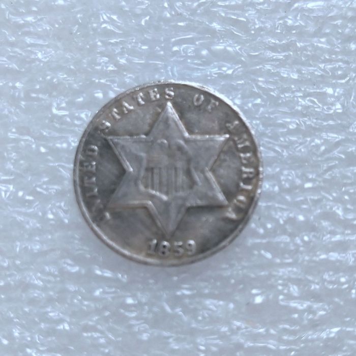 US 1859 Three Cents one line bordering star Silver Plated Copy Coin
