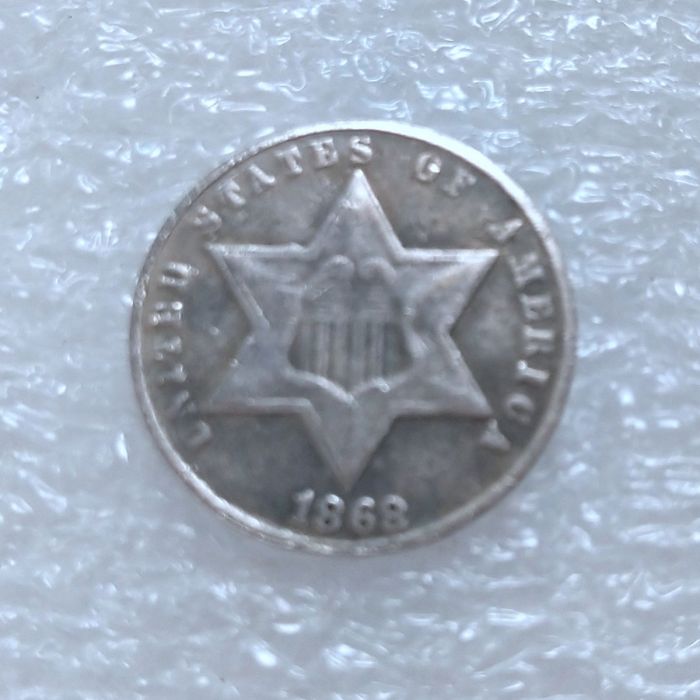 US 1868 Three Cents one line bordering star Silver Plated Copy Coin