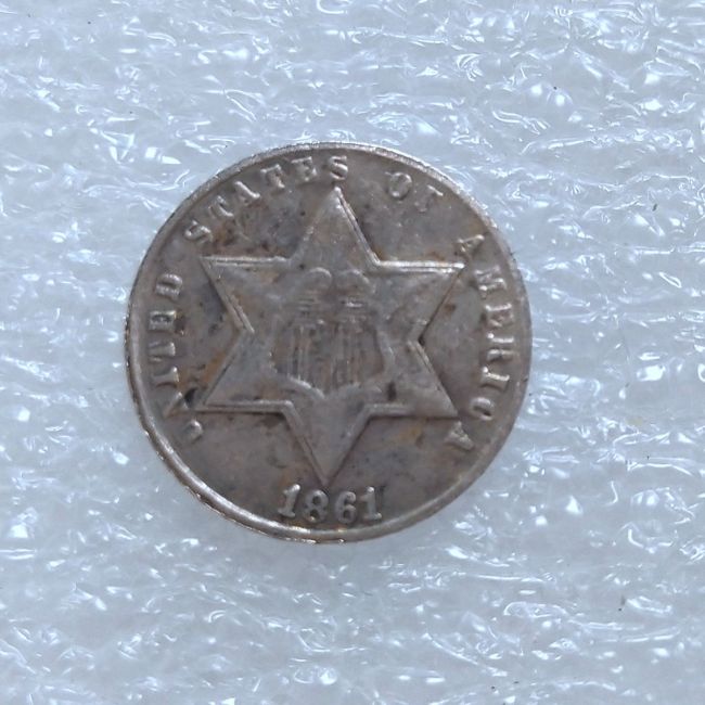 US 1861 Three Cents one line bordering star Silver Plated Copy Coin