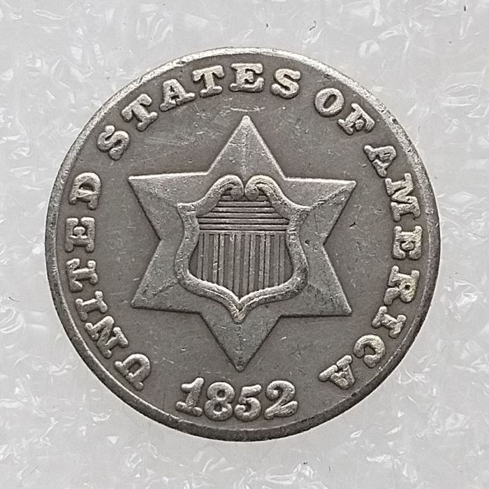 US 1852 Three Cents no lines bordering star Silver Plated Copy Coin