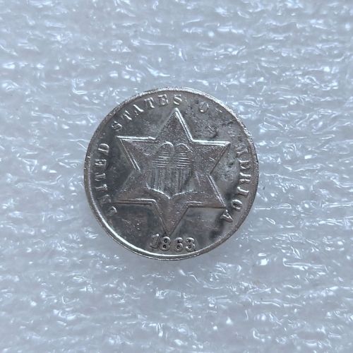 US 1863 Three Cents one line bordering star Silver Plated Copy Coin