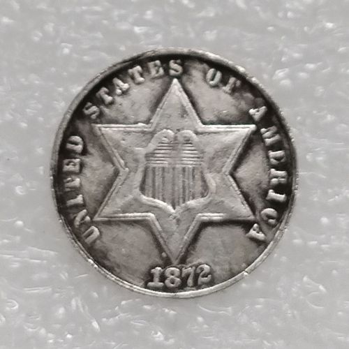 US 1872 Three Cents one line bordering star Silver Plated Copy Coin