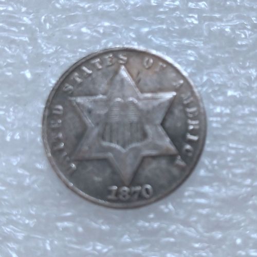 US 1870 Three Cents one line bordering star Silver Plated Copy Coin
