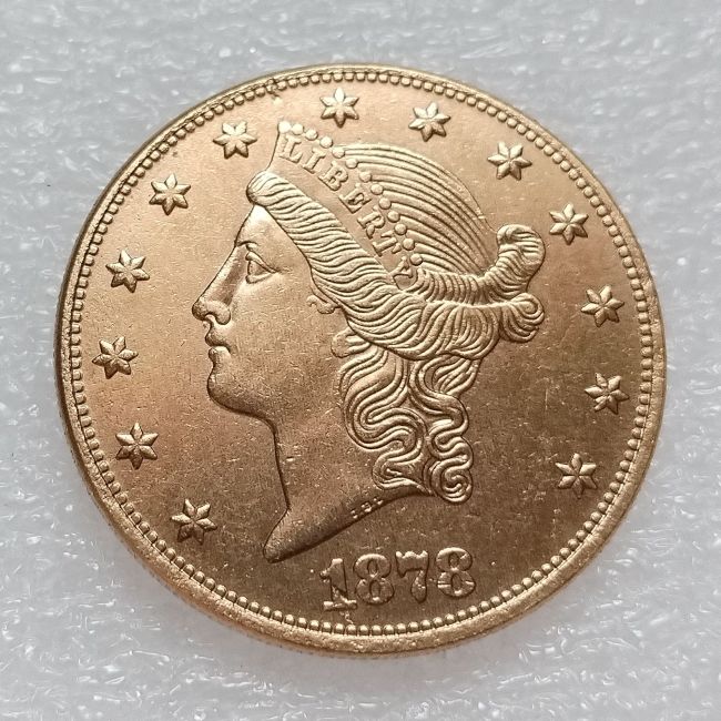 US 1878 P/CC Liberty Head 20 Dollars Gold Plated Coin Copy