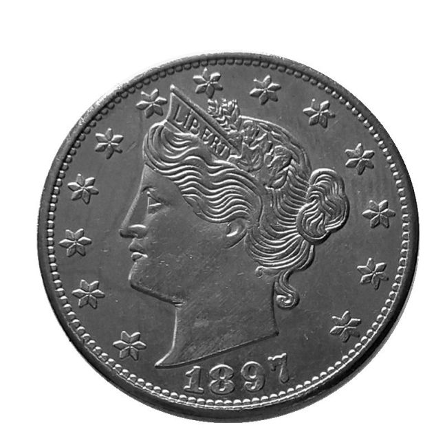 US 1897 Liberty Nicke with  CENTS   Five Cents Copy Coin