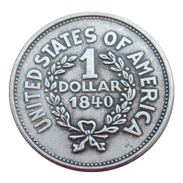 USA 1840 Buffalo One Dollar Silver Plated Copy Coin