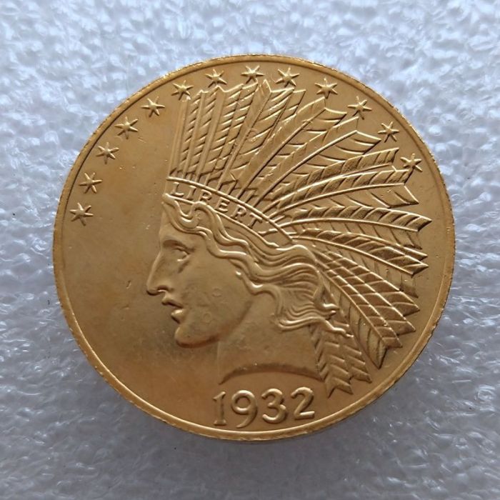 US 1932 Indian Head - With Motto 10 Dollars Gold Plated Coin Copy