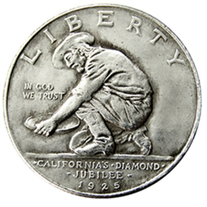 USA 1925 California Commemorative Half Dollars Silver Plated Copy Coins