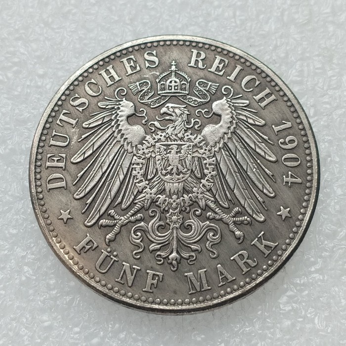 Germany 5 Mark 1904-1906 Frederick I Silver Plated Copy Coins