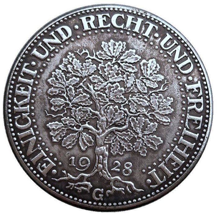 Germany 5 Reichsmark 1928 Silver Plated Copy Coins(36mm) DE43-44