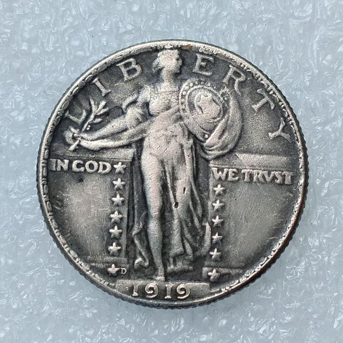 US 1919 D Standing Liberty Quarter Dollar Silver Plated Copy Coin