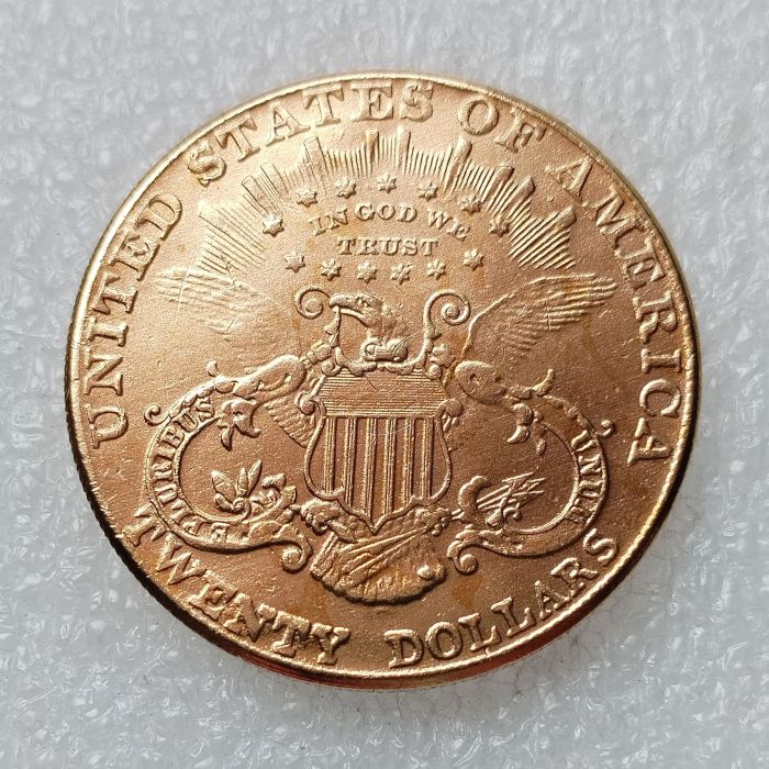 US 1883 P/CC Liberty Head 20 Dollars Gold Plated Coin Copy