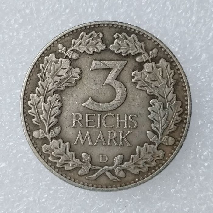 Germany 3 Reichsmark 1932 ADFGJ Silver Plated Copy Coins