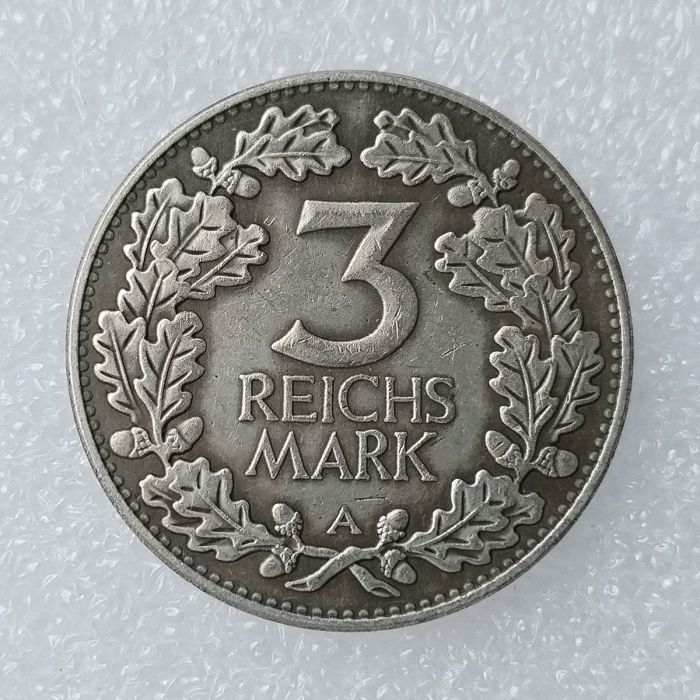 Germany 3 Reichsmark 1931 ADEFGJ Silver Plated Copy Coins