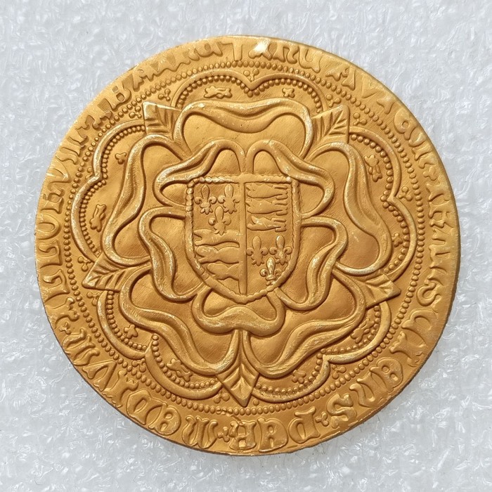 UF48 UK 1 Sovereign Henry VIII 1485-1509 Gold Plated Copy Coin about 40.5mm