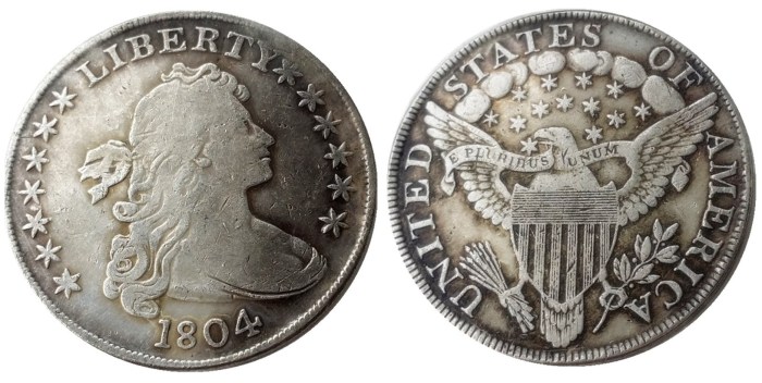 US 1804 Draped Bust Dollar Heraldic Eagle Silver Plated Copy Coins