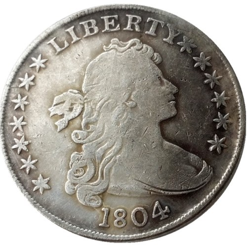 US 1804 Draped Bust Dollar Heraldic Eagle Silver Plated Copy Coins