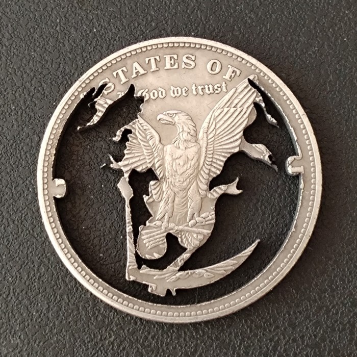 Copy USA Cut Coin One Dollar Amazing Art Hollow Out Metal Craft Collectible 216