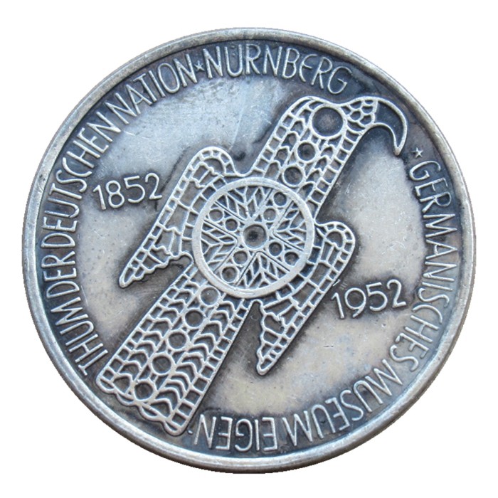 DE(11) Germany Silver 5 Deutche Mark 1952D Silver Plated Copy Coin