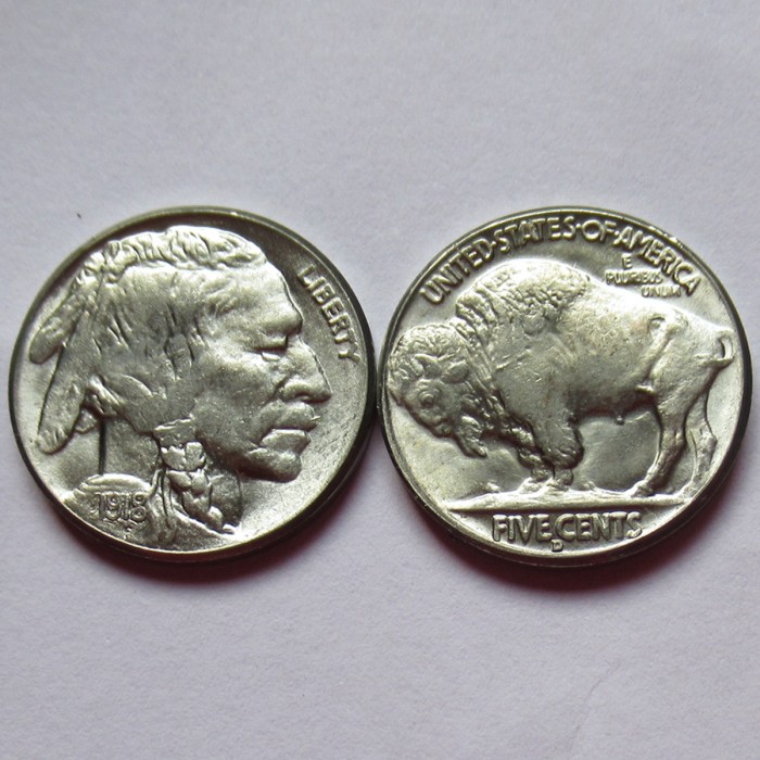 US 1918/7 D Double Date Error Buffalo Nickel Five Cents Copy Coin