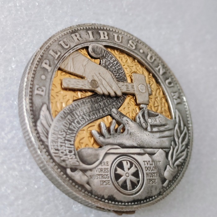 Handmade Movable Mechanism Hobo Nickel Coin The Savior`s Hand Roman Booteen Art Collectible Creative Gift