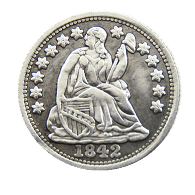 90% Silver USA 1842P/O Liberty Seated Half Dime Stars on Obverse Copy Coins
