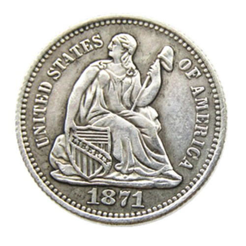 90% Silver USA 1871P/S(Mintmark Above) Liberty Seated Half Dime Legend Obverse Copy Coins