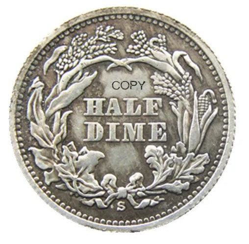 90% Silver USA 1865P/S(Mintmark Below) Liberty Seated Half Dime Legend Obverse Copy Coins