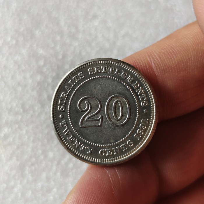 Malaysia 20 Cent 1891 Silver Plated Coin Copy 23.8mm