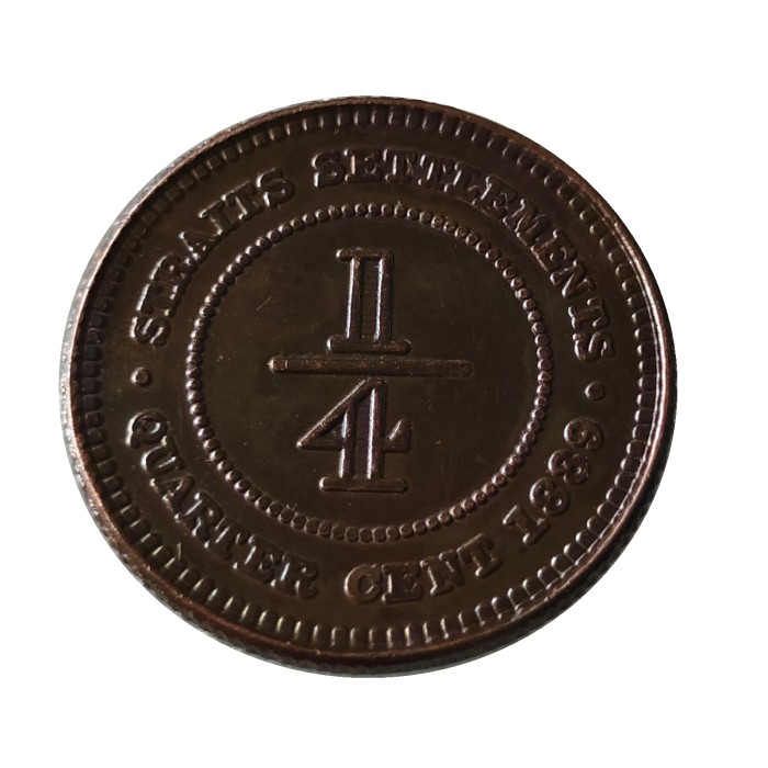 Malaysia 1/4 Cent 1889 Copper Copy Coins 18mm
