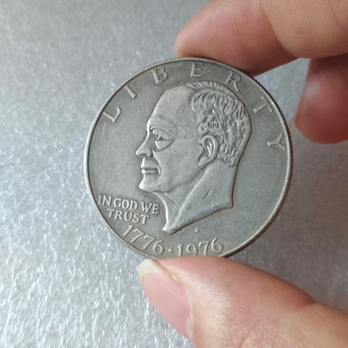 US Ike Dollar 1976 P/D/S Silver Plated Copy Coin 38MM