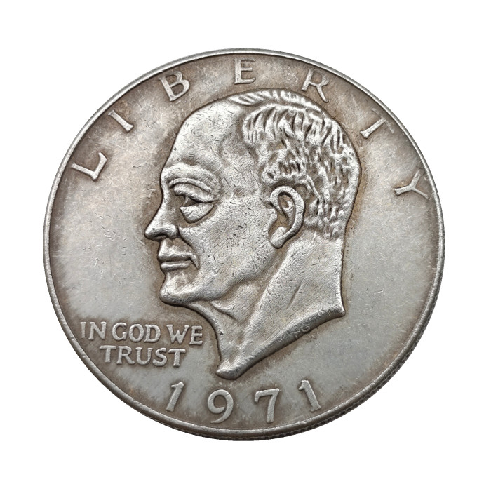 US 1 Dollar Eisenhower Dollar 1971-1978 Silver Plated Copy Coin 38MM